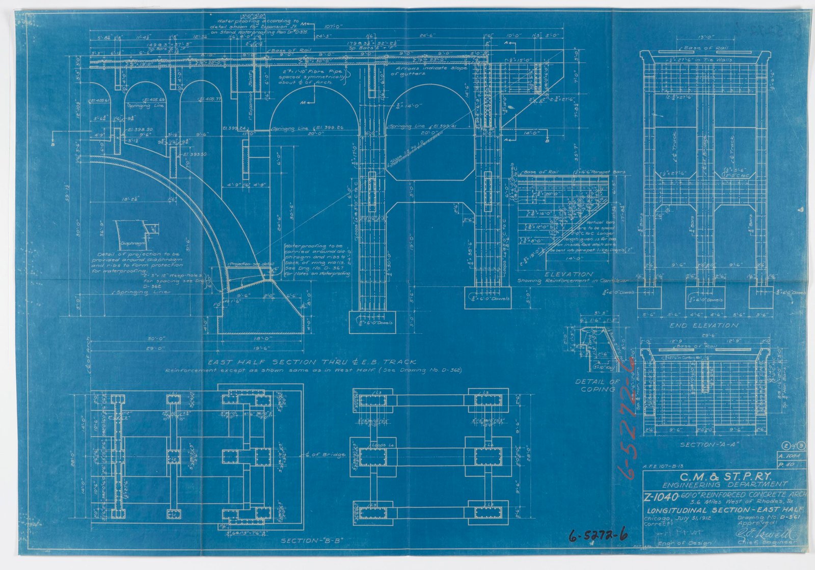 Blueprint of bridge.  Courtesy of Milwaukee Road Archives at the Milwaukee Public Library